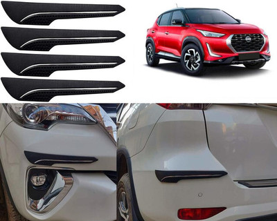 Selifaur Rubber Car Bumper Guard(Black, Pack of 4, Nissan, Micra)