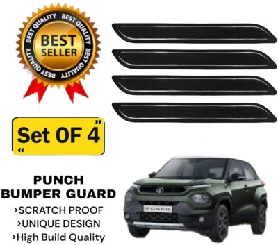 Dylon Silver Plated Car Bumper Guard(Black, Pack of Bumper Protector with Double Chrome Strip for All Cars 4Pcs, Tata, Universal For Car)