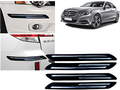 Selifaur Plastic, Rubber Car Bumper Guard(Black, Silver, Pack of 4 Pcs Double Chrome Bumper Protector, Mercedes Benz, E220)