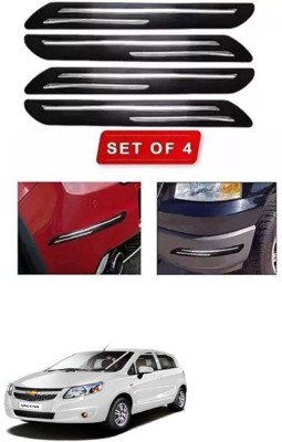 RONISH Microfibre, Silicone, Stainless Steel, Rubber Car Bumper Guard(Black, Silver, Pack of 4, Chevrolet, UVA)