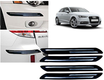 Selifaur Plastic, Rubber Car Bumper Guard(Black, Silver, Pack of 4 Pcs Double Chrome Bumper Protector, Mercedes Benz, E250)