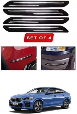 RONISH Microfibre, Silicone, Stainless Steel, Rubber Car Bumper Guard(Black, Silver, Pack of 4, BMW, Universal For Car)