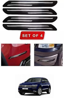 RONISH Microfibre, Silicone, Stainless Steel, Rubber Car Bumper Guard(Black, Silver, Pack of 4, Volkswagen, Universal For Car)
