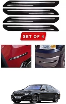 RONISH Microfibre, Silicone, Stainless Steel, Rubber Car Bumper Guard(Black, Silver, Pack of 4, BMW, 7 Series)