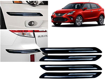Selifaur Plastic, Rubber Car Bumper Guard(Black, Silver, Pack of 4 Pcs Double Chrome Bumper Protector, Toyota, Universal For Car)