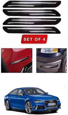 RONISH Microfibre, Silicone, Stainless Steel, Rubber Car Bumper Guard(Black, Silver, Pack of 4, Audi, Universal For Car)