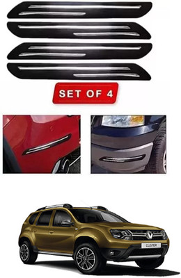 RONISH Microfibre, Silicone, Stainless Steel, Rubber Car Bumper Guard(Black, Silver, Pack of 4, Renault, Duster)