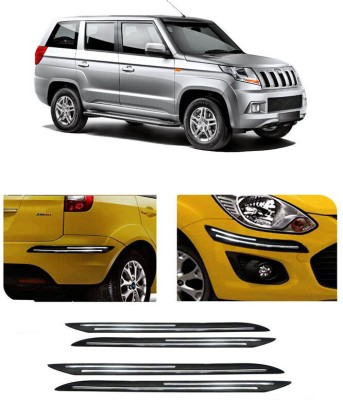 RWT Stainless Steel, Plastic Car Bumper Guard(Black, Silver, Pack of 4, Mahindra, TUV-300)