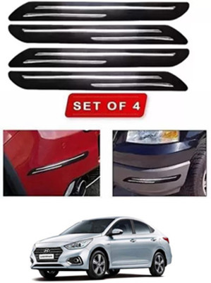 RONISH Microfibre, Silicone, Stainless Steel, Rubber Car Bumper Guard(Black, Silver, Pack of 4, Hyundai, Fluidic Verna)