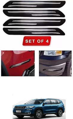 RONISH Microfibre, Silicone, Stainless Steel, Rubber Car Bumper Guard(Black, Silver, Pack of 4, Mahindra, Universal For Car)