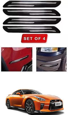 RONISH Microfibre, Silicone, Stainless Steel, Rubber Car Bumper Guard(Black, Silver, Pack of 4, Nissan, Universal For Car)