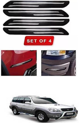 RONISH Microfibre, Silicone, Stainless Steel, Rubber Car Bumper Guard(Black, Silver, Pack of 4, Hyundai, Terracan)