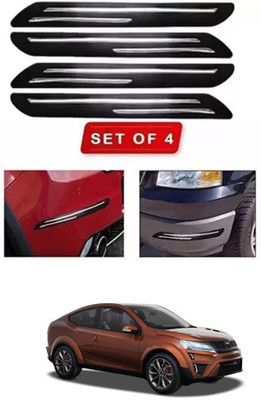 RONISH Microfibre, Silicone, Stainless Steel, Rubber Car Bumper Guard(Black, Silver, Pack of 4, Mahindra, Universal For Car)