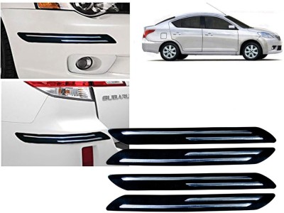 Selifaur Plastic, Rubber Car Bumper Guard(Black, Silver, Pack of 4 Pcs Double Chrome Bumper Protector, Nissan, Sunny)