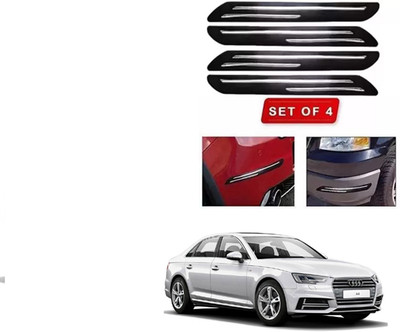 RONISH Microfibre, Silicone, Stainless Steel, Rubber Car Bumper Guard(Black, Silver, Pack of 4, Audi, A4)
