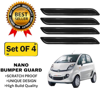 Dylon Silver Plated Car Bumper Guard(Black, Pack of Bumper Protector with Double Chrome Strip for All Cars 4Pcs, Tata, Nano)