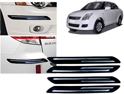 Selifaur Plastic, Rubber Car Bumper Guard(Black, Silver, Pack of 4 Pcs Double Chrome Bumper Protector, Maruti, Swift Dzire)