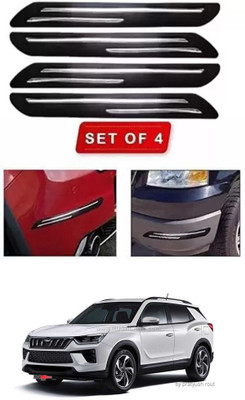 RONISH Microfibre, Silicone, Stainless Steel, Rubber Car Bumper Guard(Black, Silver, Pack of 4, Mahindra, Universal For Car)