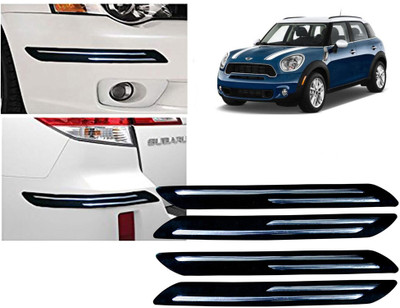 Selifaur Plastic, Rubber Car Bumper Guard(Black, Silver, Pack of 4 Pcs Double Chrome Bumper Protector, Mini, Countryman)
