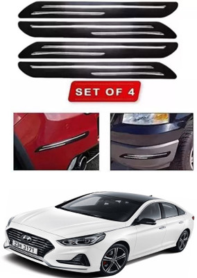 RONISH Microfibre, Silicone, Stainless Steel, Rubber Car Bumper Guard(Black, Silver, Pack of 4, Hyundai, Universal For Car)