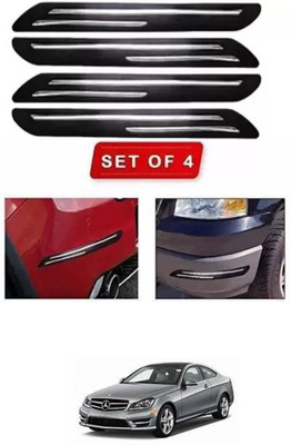 RONISH Microfibre, Silicone, Stainless Steel, Rubber Car Bumper Guard(Black, Silver, Pack of 4, Universal For Car, C250)