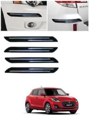 arneja trading company Rubber, Carbon Steel Car Bumper Guard(Black, Silver, Pack of 4, Honda, New Swift)