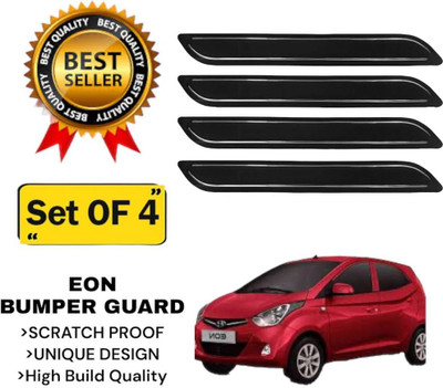 Dylon Silver Plated Car Bumper Guard(Black, Pack of Bumper Protector with Double Chrome Strip for All Cars 4Pcs, Hyundai, Eon)