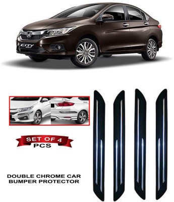 RWT Stainless Steel, Plastic Car Bumper Guard(Black, Silver, Pack of 4, Honda, City i DTec VX)