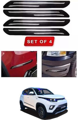 RONISH Microfibre, Silicone, Stainless Steel, Rubber Car Bumper Guard(Black, Silver, Pack of 4, Mahindra, Universal For Car)