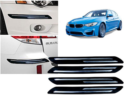 Selifaur Plastic, Rubber Car Bumper Guard(Black, Silver, Pack of 4 Pcs Double Chrome Bumper Protector, BMW, 325i)