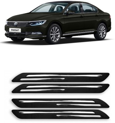 AutoTiger Stainless Steel, Plastic Car Bumper Guard(Black, Silver, Pack of 4, Volkswagen, Passat)