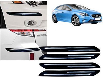 Selifaur Plastic, Rubber Car Bumper Guard(Black, Silver, Pack of 4 Pcs Double Chrome Bumper Protector, Volvo, V40)