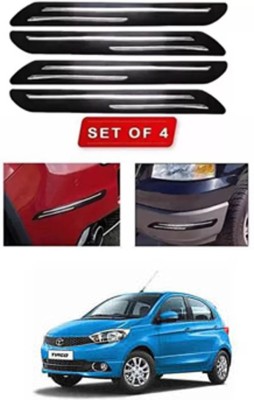 RONISH Microfibre, Silicone, Stainless Steel, Rubber Car Bumper Guard(Black, Silver, Pack of 4, Tata, Tiago)