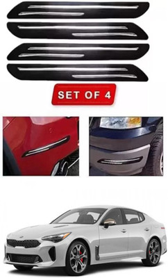 RONISH Microfibre, Silicone, Stainless Steel, Rubber Car Bumper Guard(Black, Silver, Pack of 4, Kia, Universal For Car)