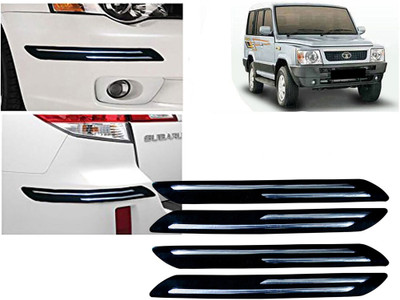 Selifaur Plastic, Rubber Car Bumper Guard(Black, Silver, Pack of 4 Pcs Double Chrome Bumper Protector, Tata, Victa)