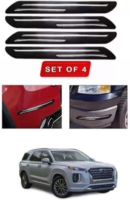 RONISH Microfibre, Silicone, Stainless Steel, Rubber Car Bumper Guard(Black, Silver, Pack of 4, Hyundai, Universal For Car)