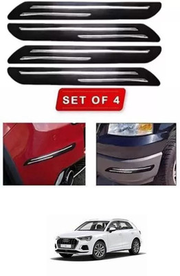 RONISH Microfibre, Silicone, Stainless Steel, Rubber Car Bumper Guard(Black, Silver, Pack of 4, Audi, Q3)