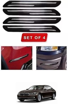 RONISH Microfibre, Silicone, Stainless Steel, Rubber Car Bumper Guard(Black, Silver, Pack of 4, BMW, 7 Series)