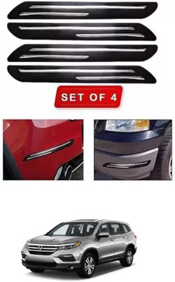 RONISH Microfibre, Silicone, Stainless Steel, Rubber Car Bumper Guard(Black, Silver, Pack of 4, Honda, Universal For Car)