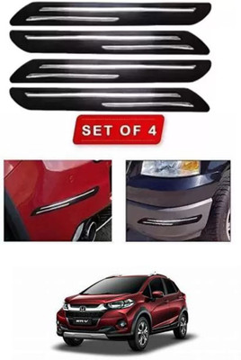 RONISH Microfibre, Silicone, Stainless Steel, Rubber Car Bumper Guard(Black, Silver, Pack of 4, Honda, Universal For Car)