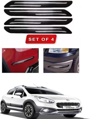 RONISH Microfibre, Silicone, Stainless Steel, Rubber Car Bumper Guard(Black, Silver, Pack of 4, Fiat, Universal For Car)