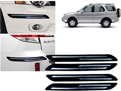 Selifaur Plastic, Rubber Car Bumper Guard(Black, Silver, Pack of 4 Pcs Double Chrome Bumper Protector, Tata, Safari)