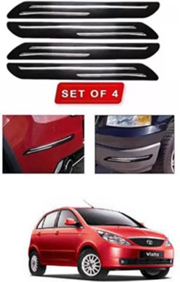 RONISH Microfibre, Silicone, Stainless Steel, Rubber Car Bumper Guard(Black, Silver, Pack of 4, Tata, Indica Vista)