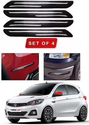 RONISH Microfibre, Silicone, Stainless Steel, Rubber Car Bumper Guard(Black, Silver, Pack of 4, Tata, Universal For Car)