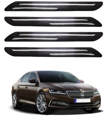 FitX Rubber, Carbon Steel Car Bumper Guard(Black, Silver, Pack of 4, Skoda, Superb)