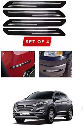 RONISH Microfibre, Silicone, Stainless Steel, Rubber Car Bumper Guard(Black, Silver, Pack of 4, Hyundai, Universal For Car)