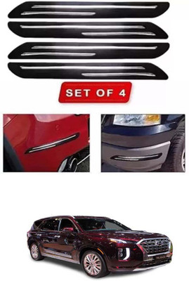 RONISH Microfibre, Silicone, Stainless Steel, Rubber Car Bumper Guard(Black, Silver, Pack of 4, Hyundai, Universal For Car)