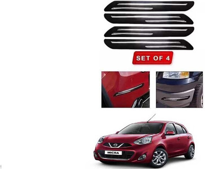 RONISH Microfibre, Silicone, Stainless Steel, Rubber Car Bumper Guard(Black, Silver, Pack of 4, BMW, ML)