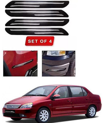 RONISH Microfibre, Silicone, Stainless Steel, Rubber Car Bumper Guard(Black, Silver, Pack of 4, Tata, Universal For Car)