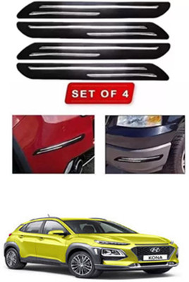 RONISH Microfibre, Silicone, Stainless Steel, Rubber Car Bumper Guard(Black, Silver, Pack of 4, Hyundai, Universal For Car)